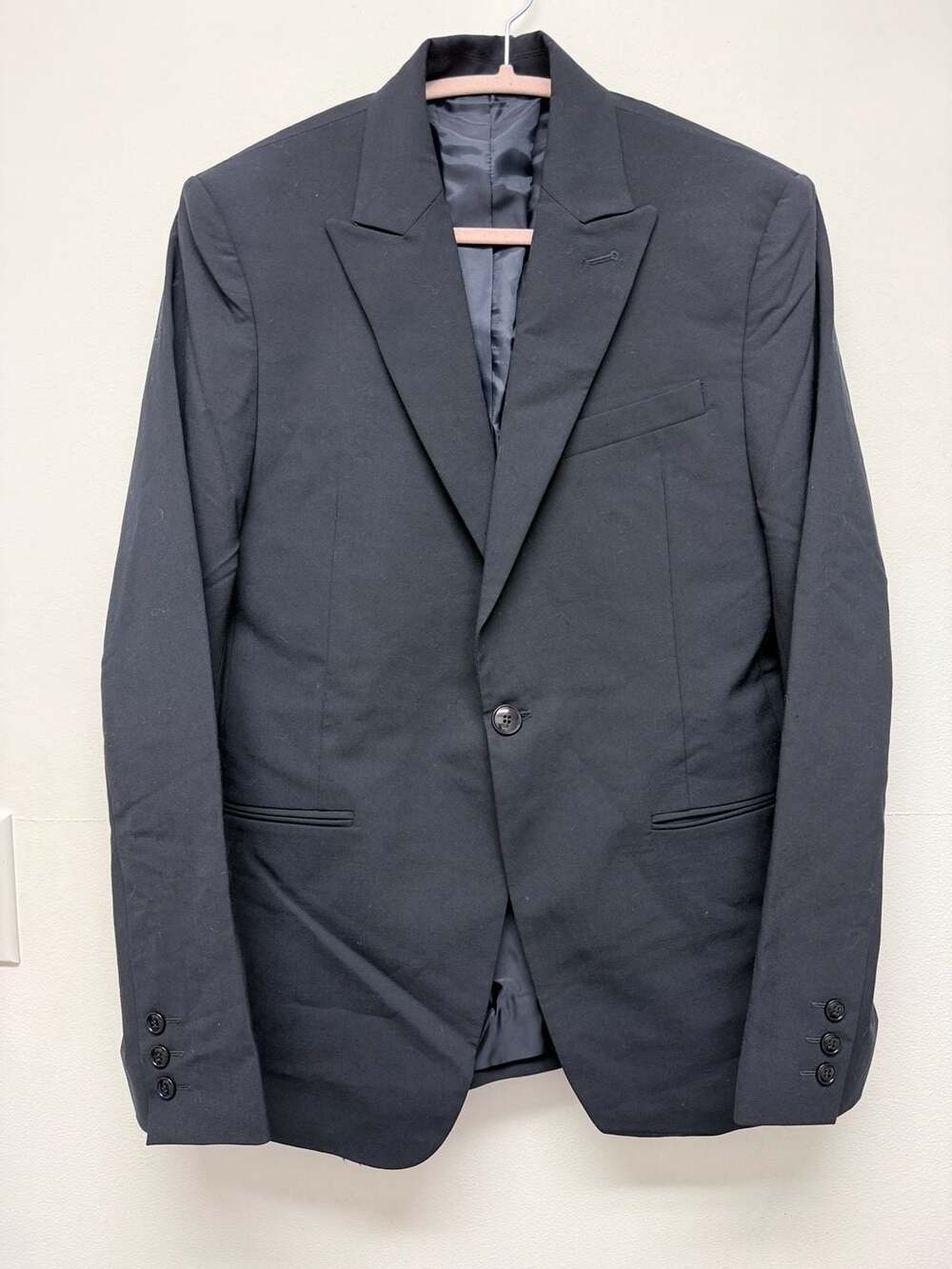 Giorgio Armani Beauty Peak Lapel Single-Button Luxury Blazer Size 46 Deep Navy